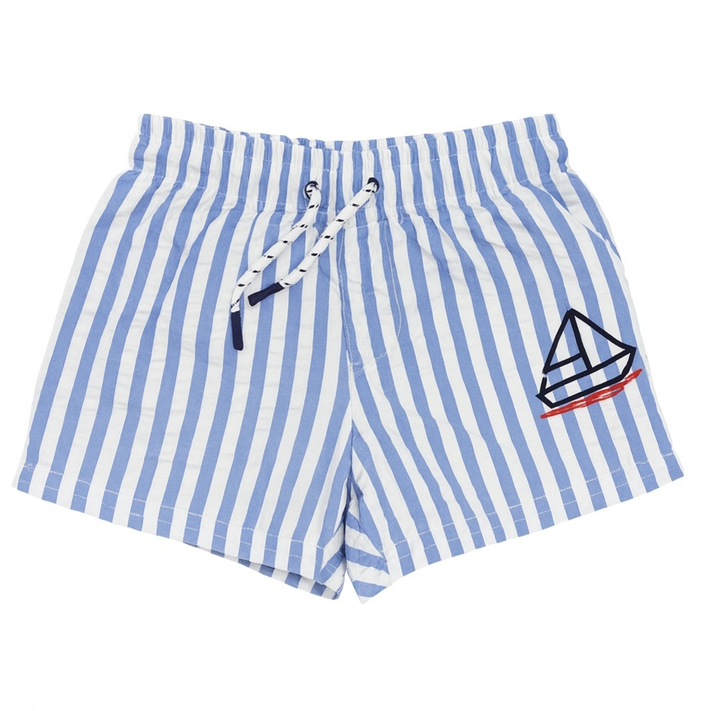 Cat & Jack Blue and White Striped Kids Swim Trunks